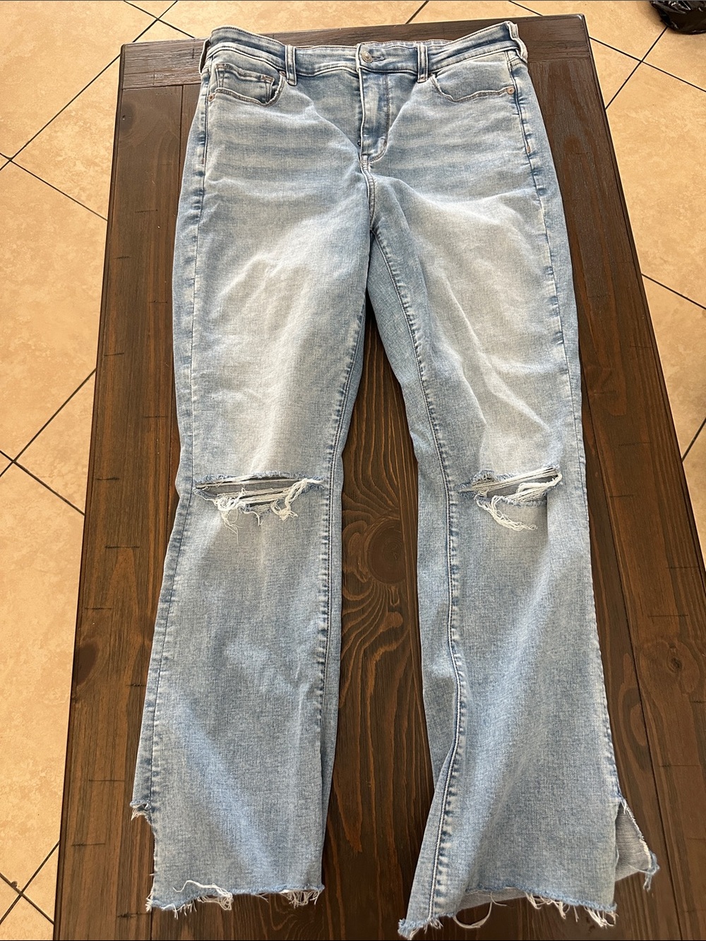 American Eagle Outfitters Light Blue Distressed Flare Jeans